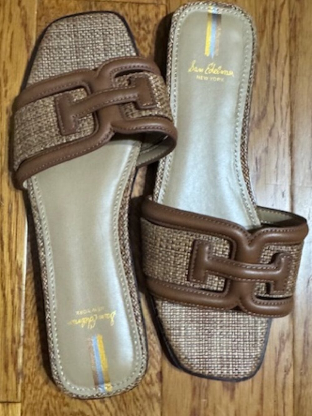Sam Edelman Irina Slide Sandal Rich Cognac Cuoio Weave Size 7 EUC